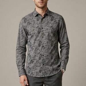 Ted Baker Button Down Long Sleeve Dress Shirt Size Large Grey Black